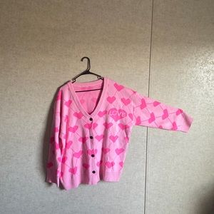 Sweater by SHEIN XXXL PINK WITH HEARTS